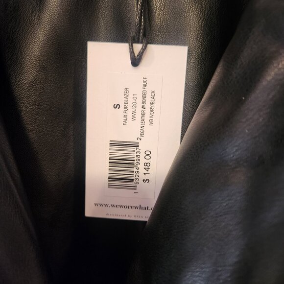 NWT-REVOLVE x WeWoreWhat Faux fur-Faux leather Sherpa Coat Blazer Jacket-Small - Picture 13 of 16